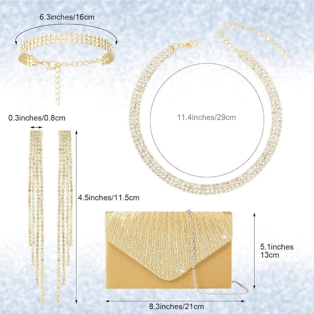 Dressy Jewelry Set with Shawls Clutch for Formal Evening Events Women - Picture 2 of 7